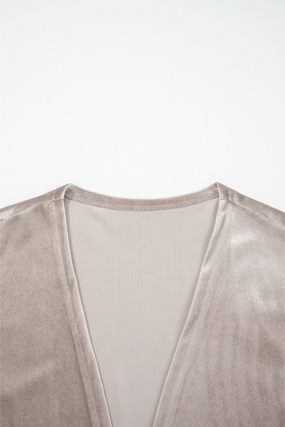 Smoke Gray 3/4 Sleeve Open Front Velvet Kimono