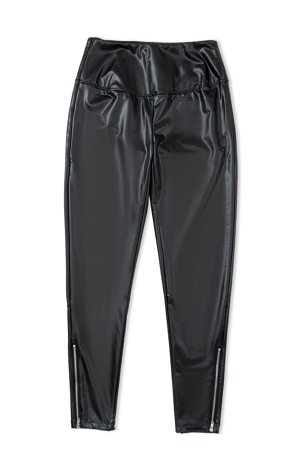 Black Faux Leather Zipped Leggings
