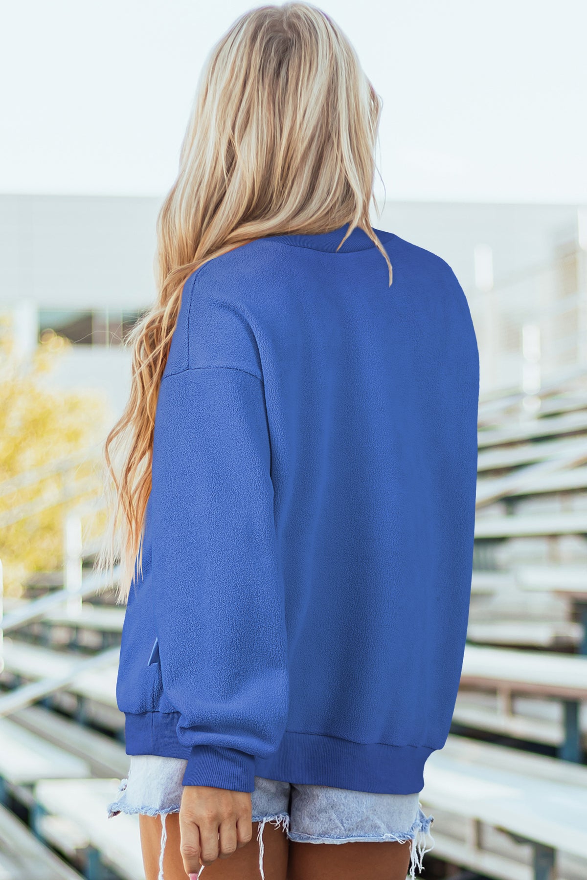 Bluing Oversize Reversible Mock Neck Sweatshirt