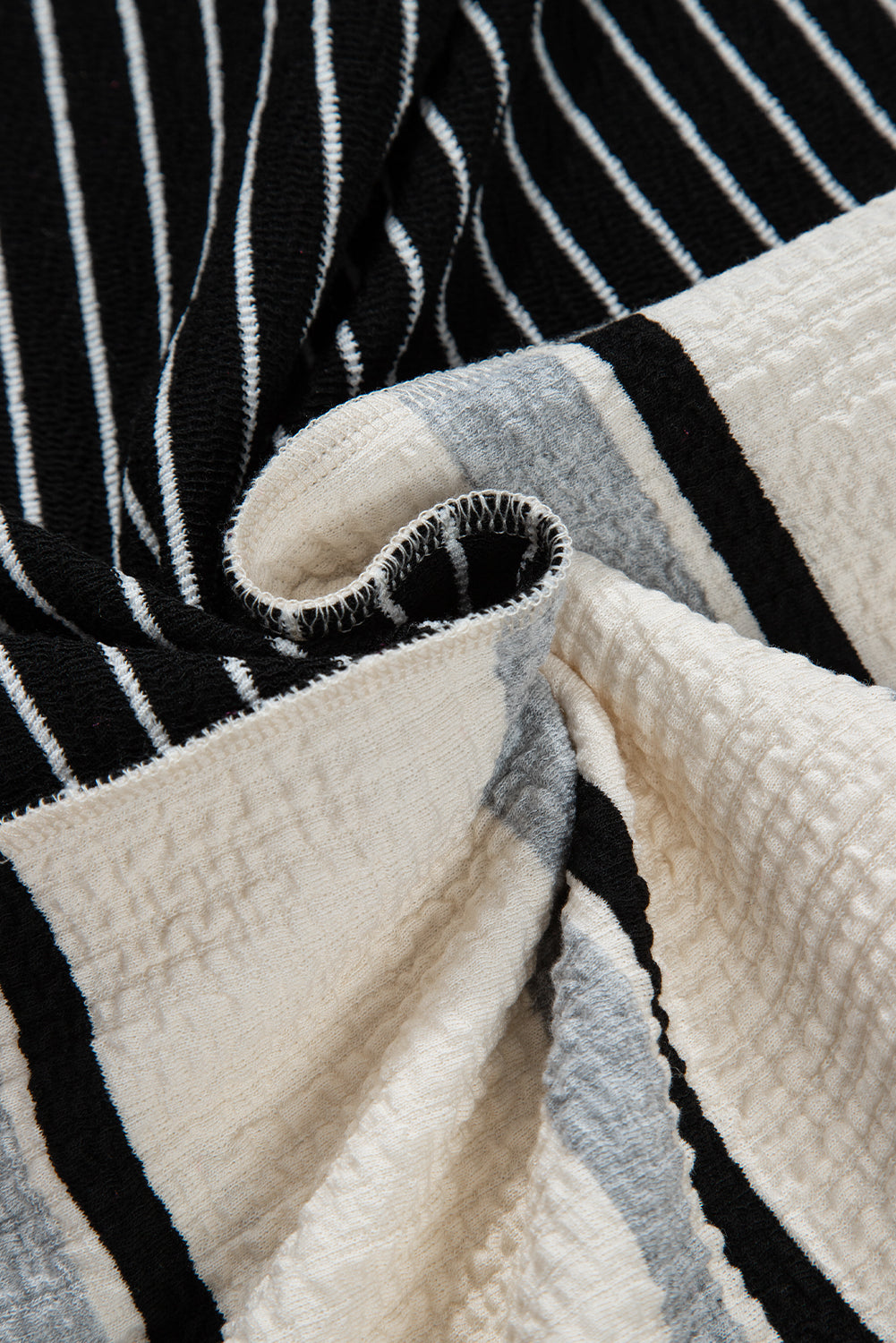 Black Stripe Colorblock Knit Henley Collar Shift Mini Dress