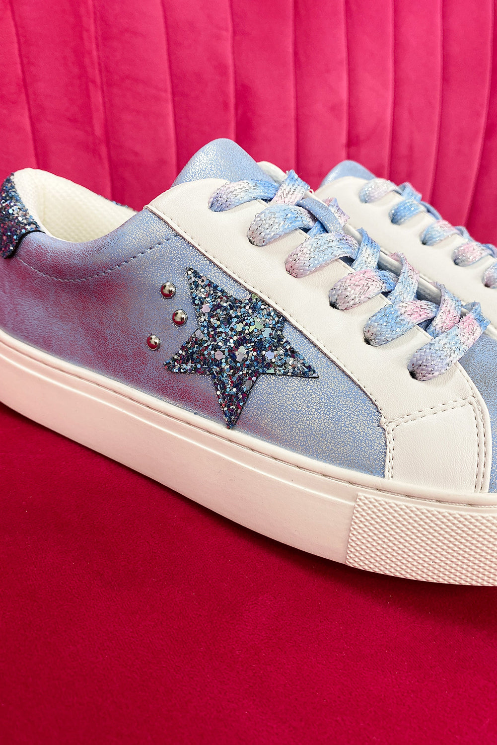 Silver Star Sequin Patchwork Criss Cross Casual Shoes
