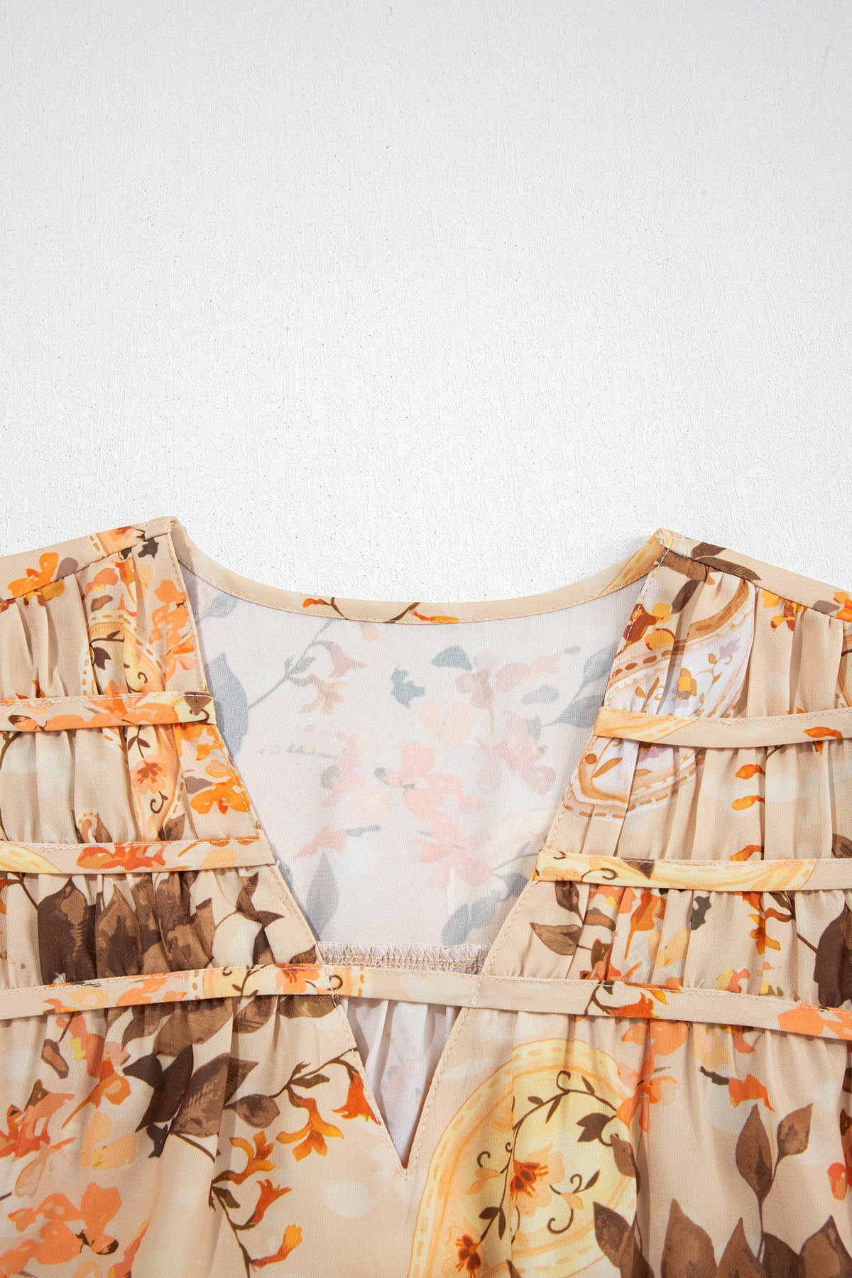 Khaki Paisley Print Decorative Binding Tape V Blouse