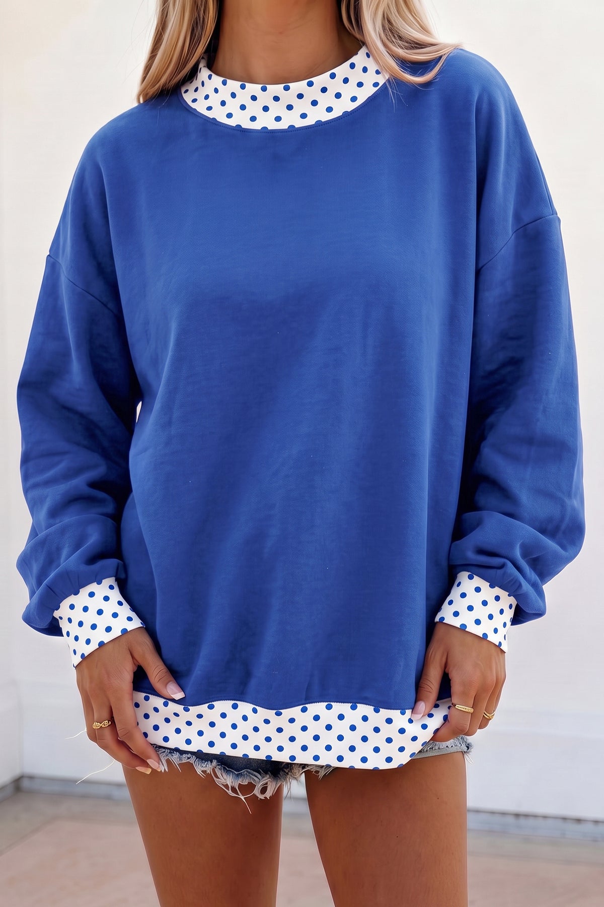 Tillandsia Purple Polka Dot Oversized Sweatshirt