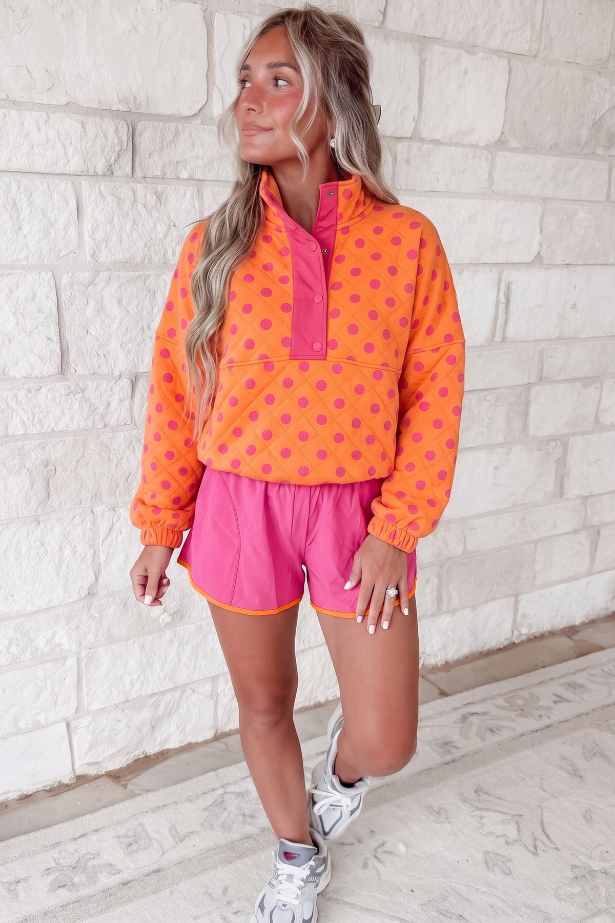 Rose Red Contrast Trim Active Shorts