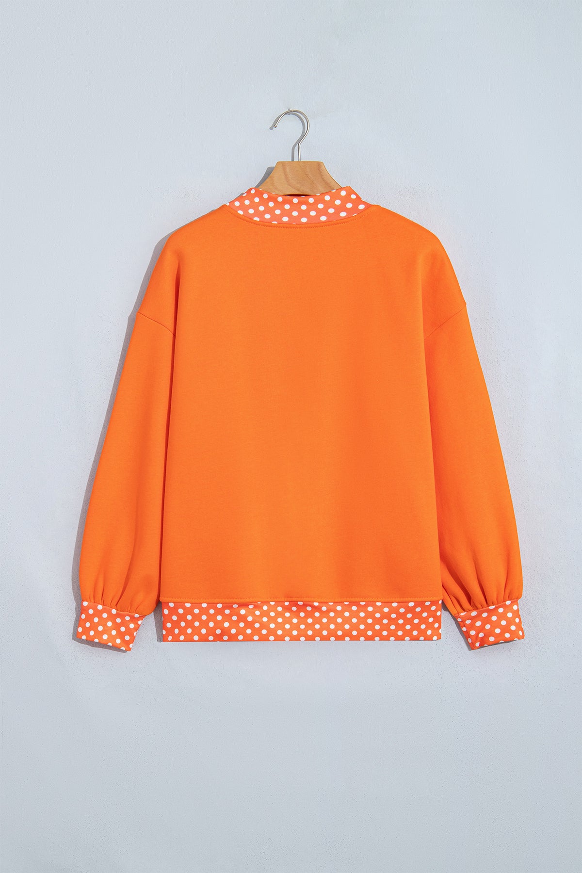 Dirty blue Polka Dot Letter Print Mock Neck Sweatshirt