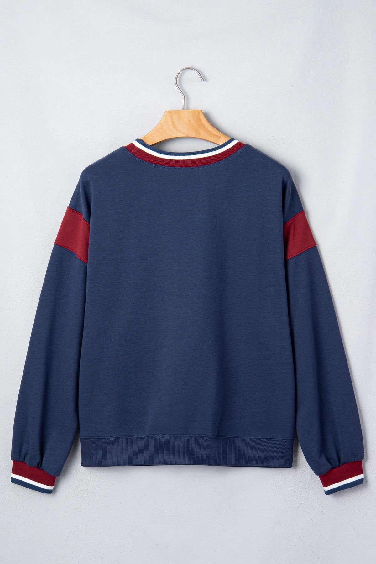 Sail Blue Patchwork Round Neck Sweatshirt
