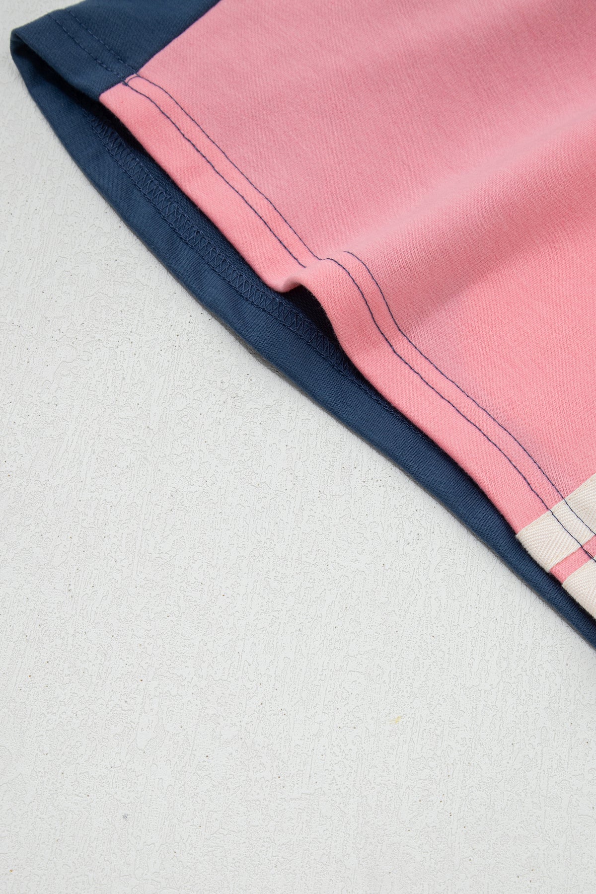 Pink Color Block Patchwork Varsity Striped Drawstring Elastic Shorts
