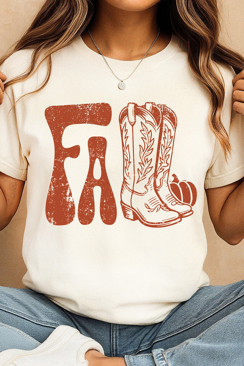 White FALL Boots Cracking Graphic T-Shirt