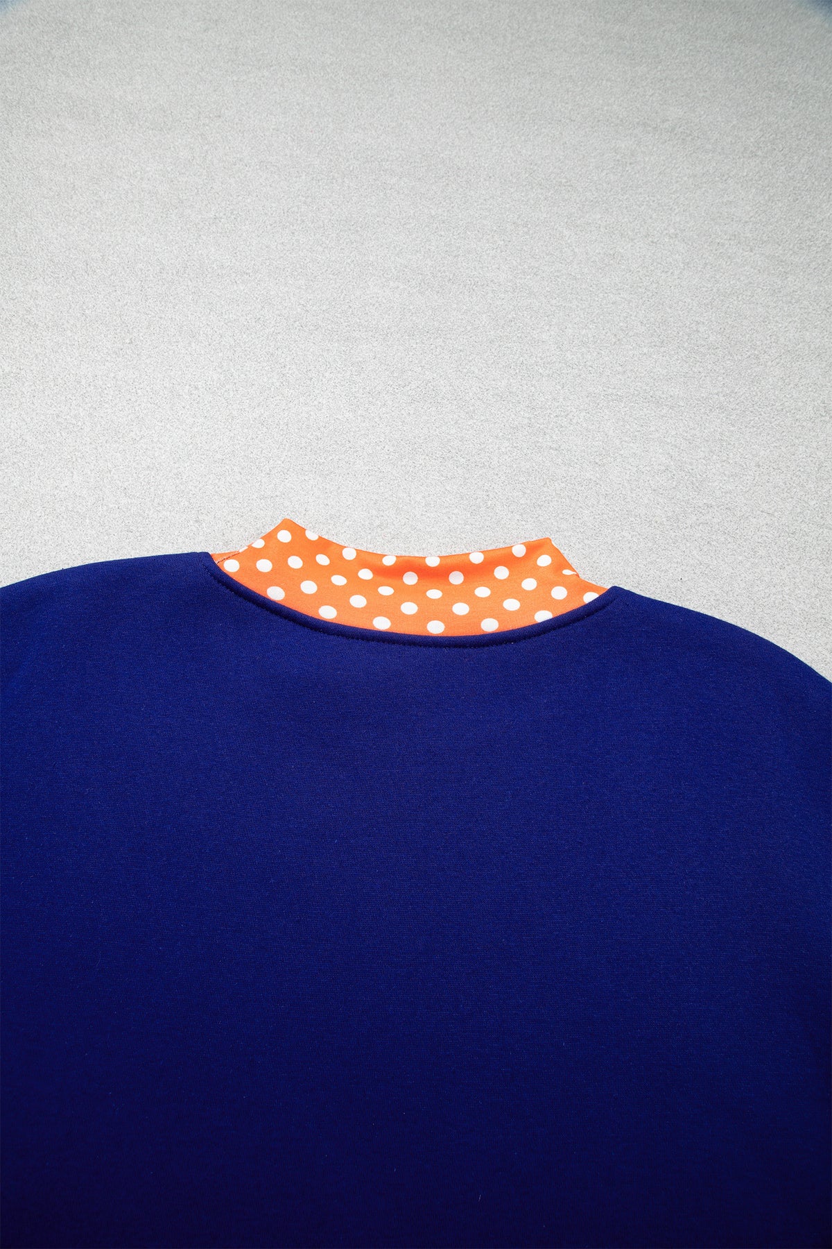 Dirty blue Polka Dot Letter Print Mock Neck Sweatshirt