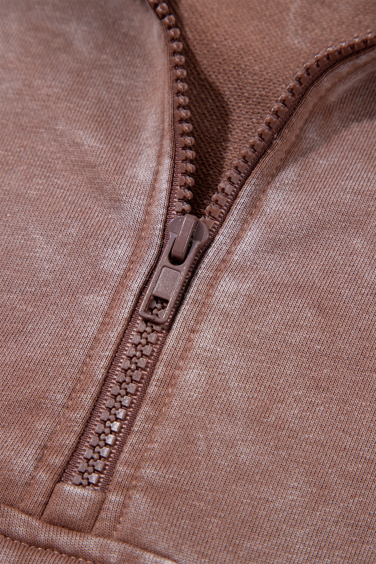 Chestnut Vintage Half-Zip Ribbed Cuffs Hem Sweatshirt