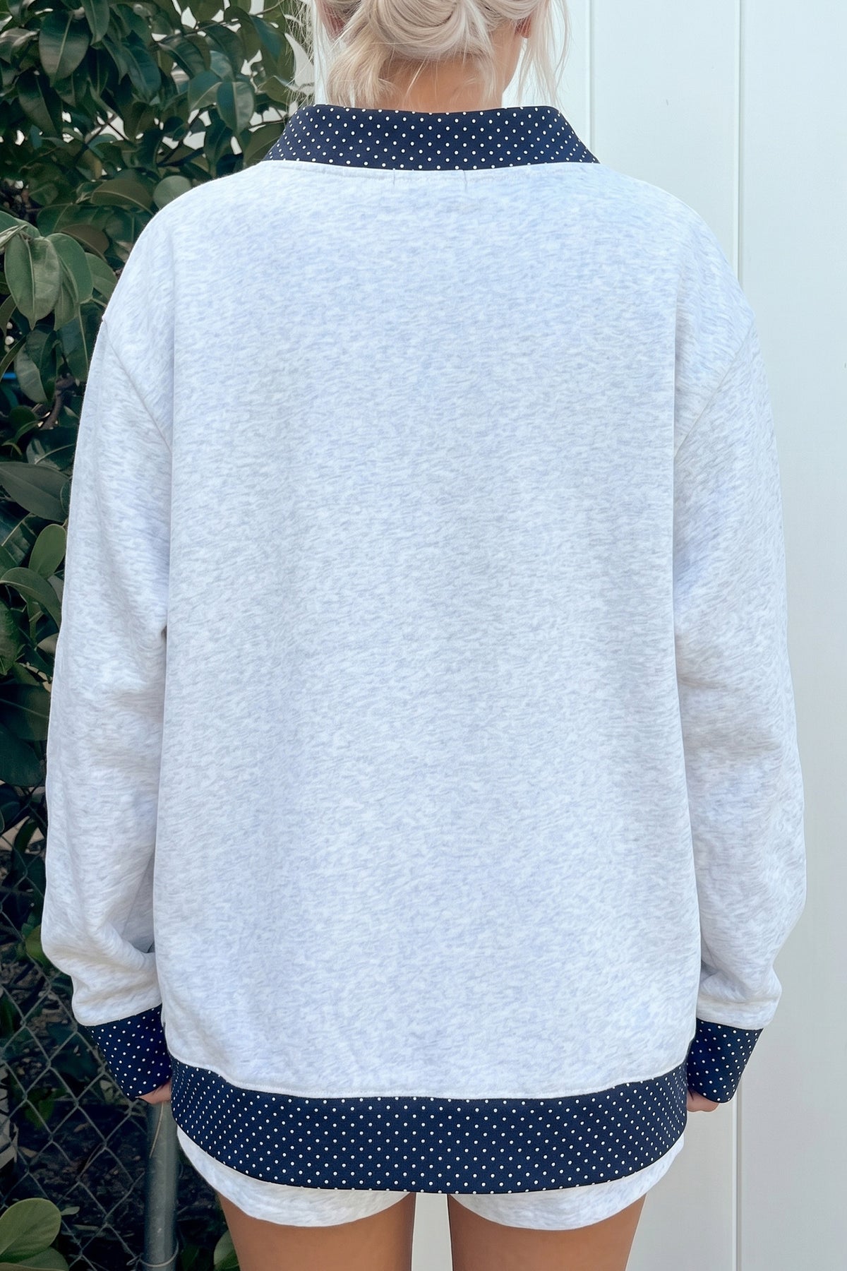 Gray Polka Dot JESUS Contrast Trim Sweatshirt