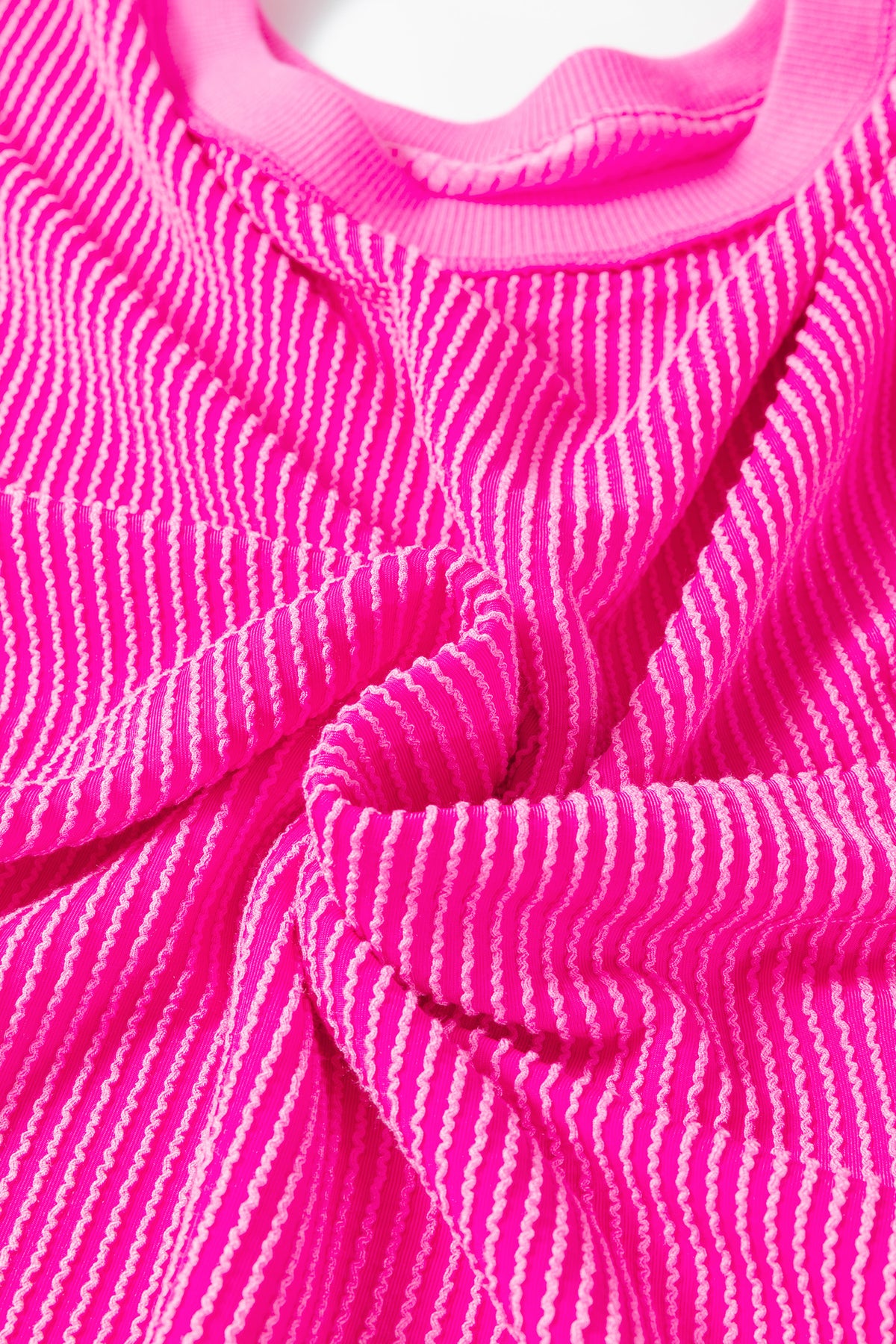 Rose Red Drop-Shoulder Uneven Hem Plus Size Twisted Rib Top