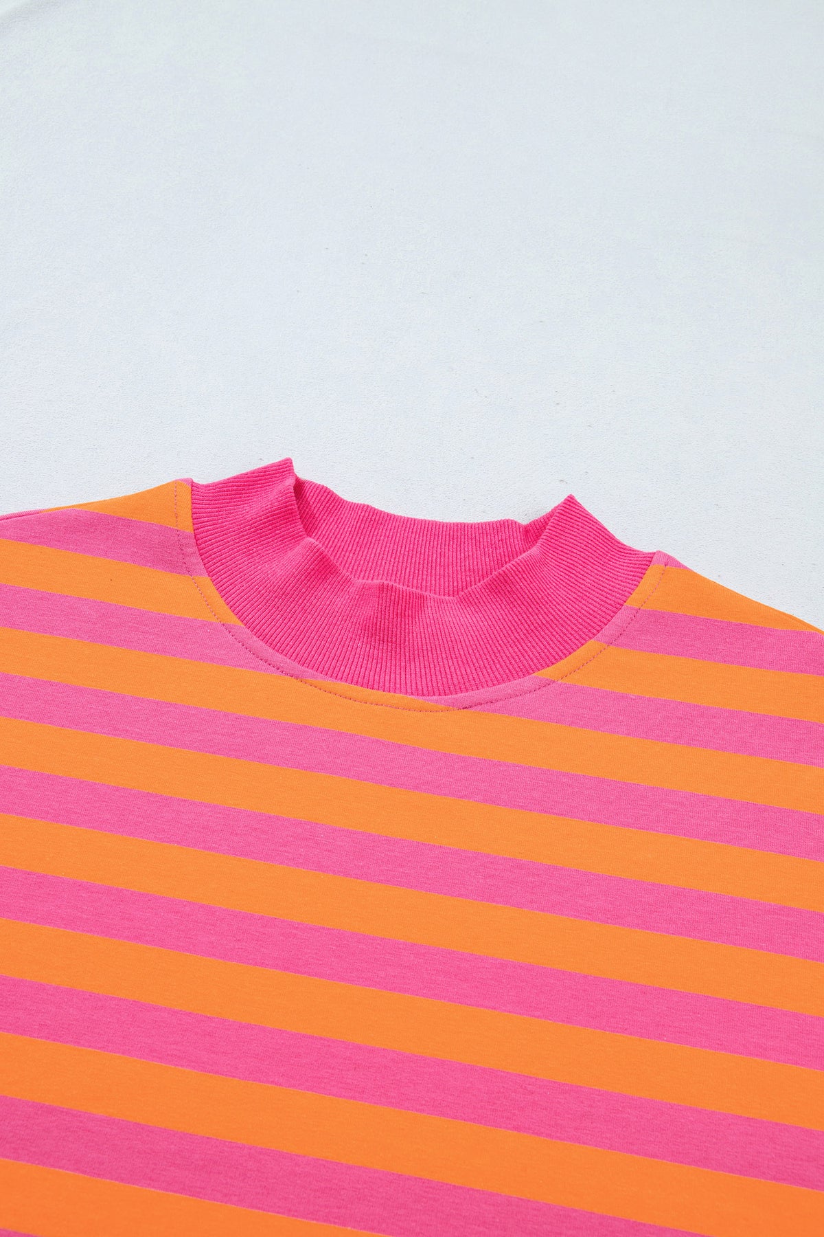 Women's Orange Stripe Color Block Patchwork Mock Neck Pullover Drawstring Mini Skort Set