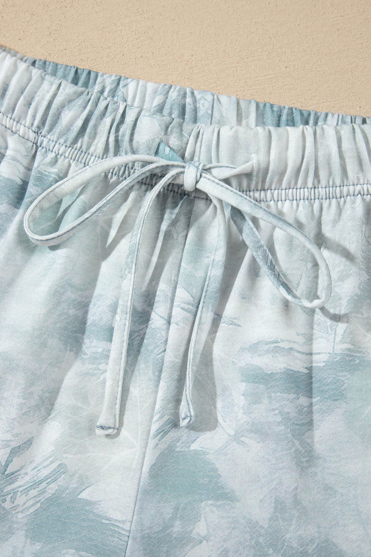 Women's Green Casual Camouflage Short-Sleeve Elastic Waist Two-Piece Set