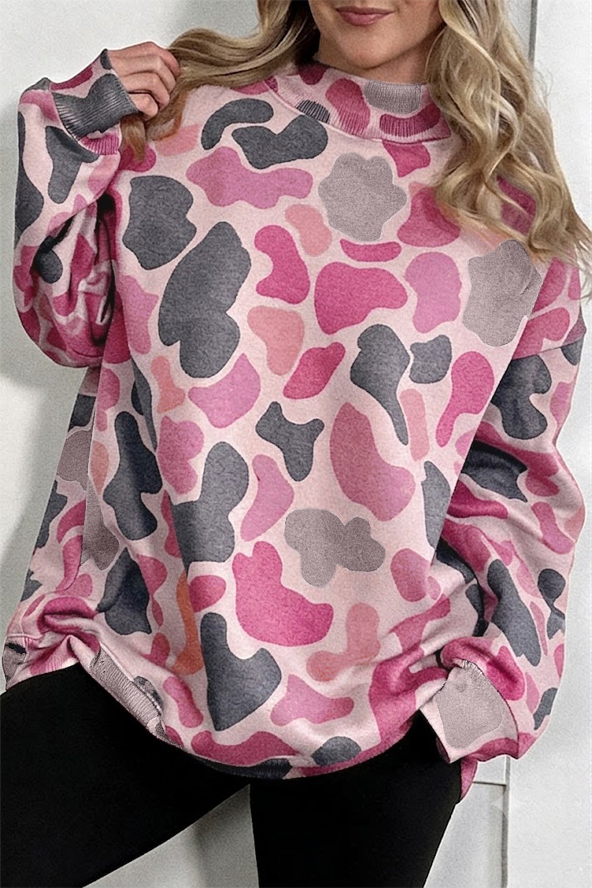 Sky Blue Camouflage Western Style Sweatshirt
