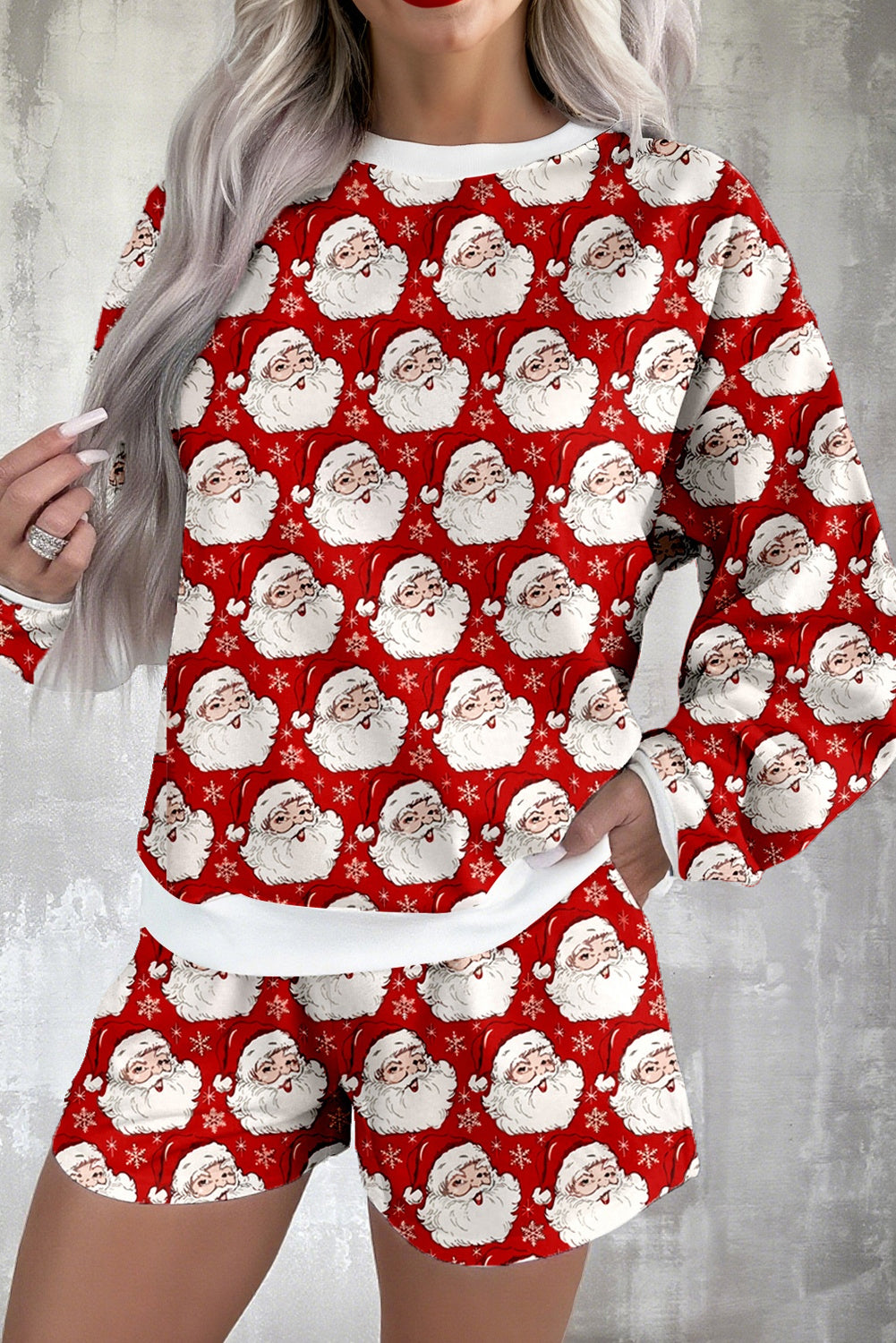 White Ho Ho Ho Christmas Print Lounge Shorts Set