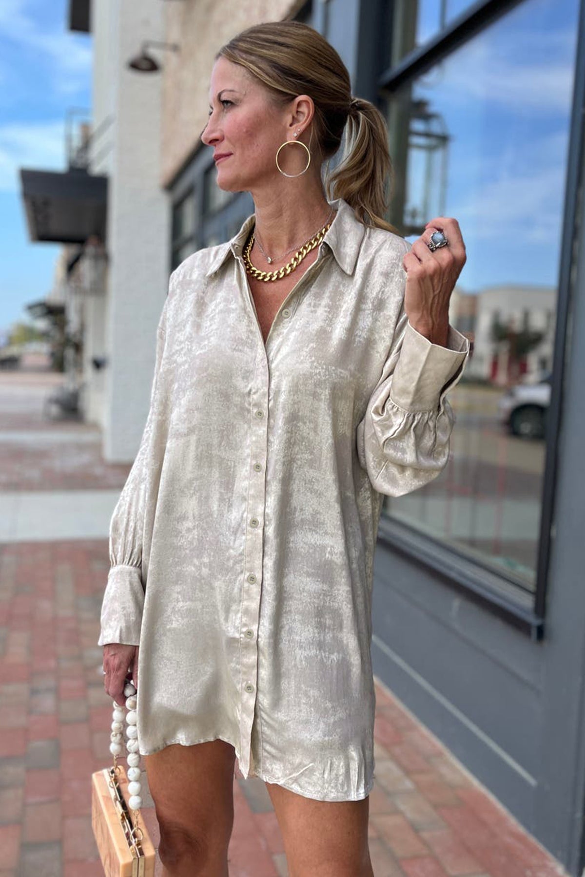 Jet Stream Solid Mini Length One Piece Long Sleeve Shift Dress