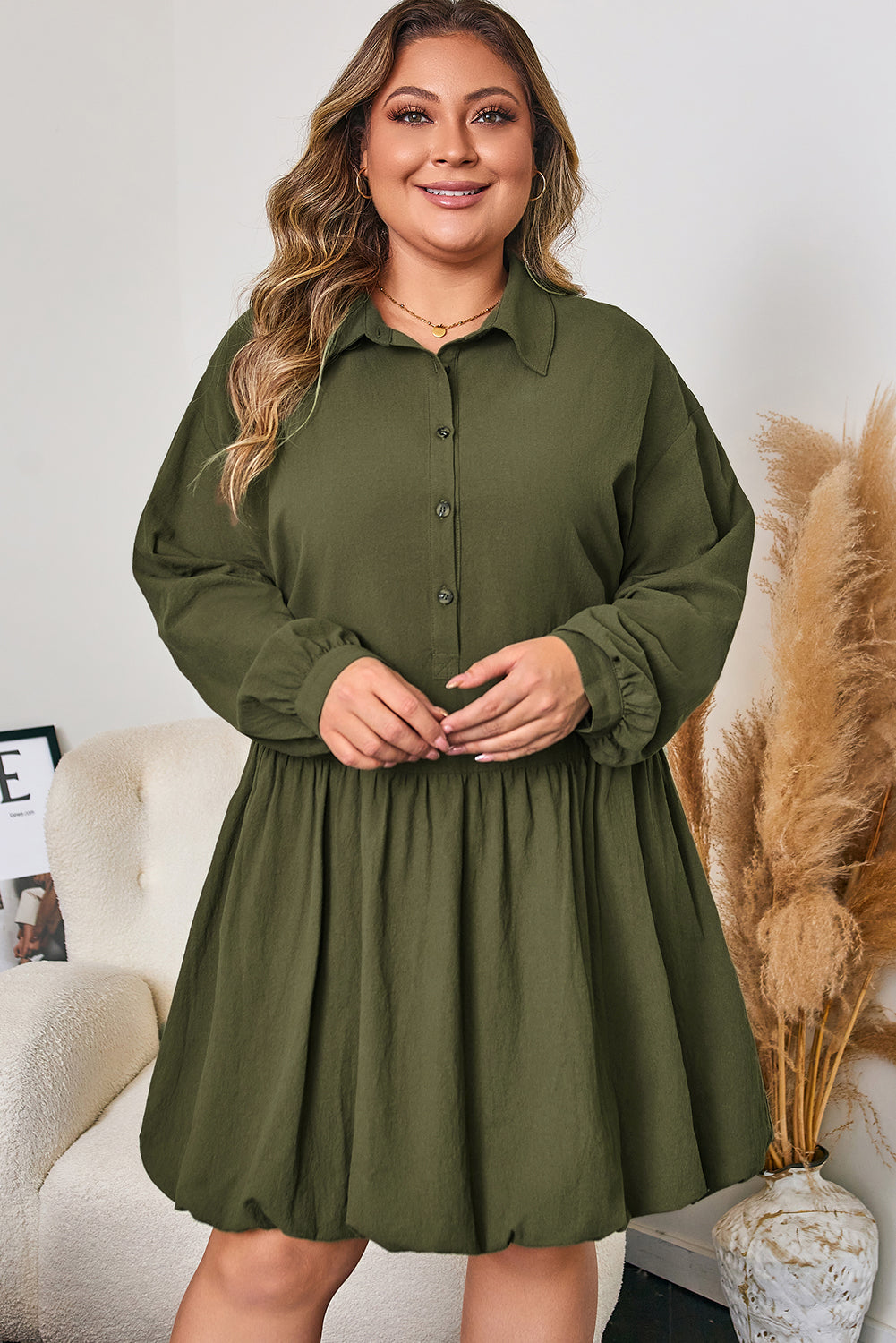 Lucky in Clover Plus Size Cotton Ruffle Mini Dress