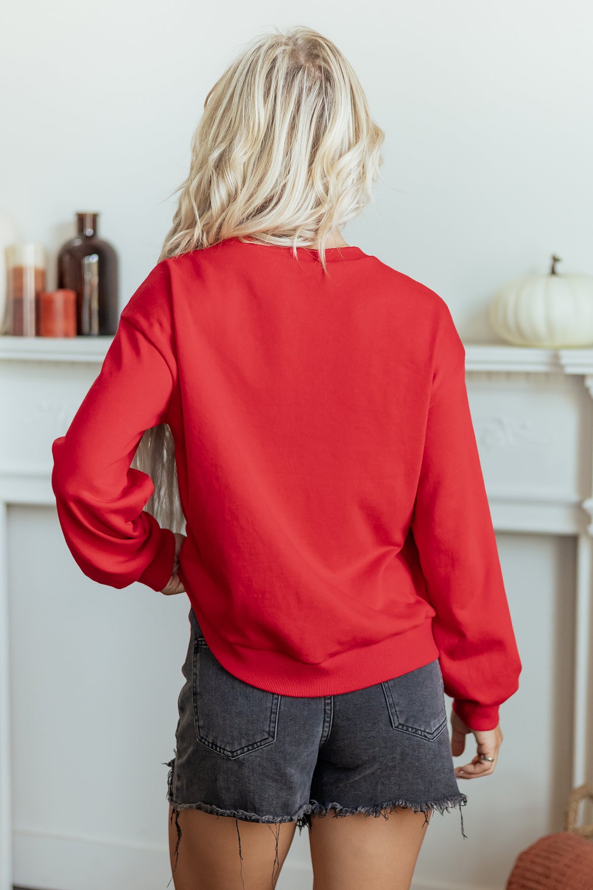 Racing Red Gingham Patch Embroidered Rugby Sweatshirt