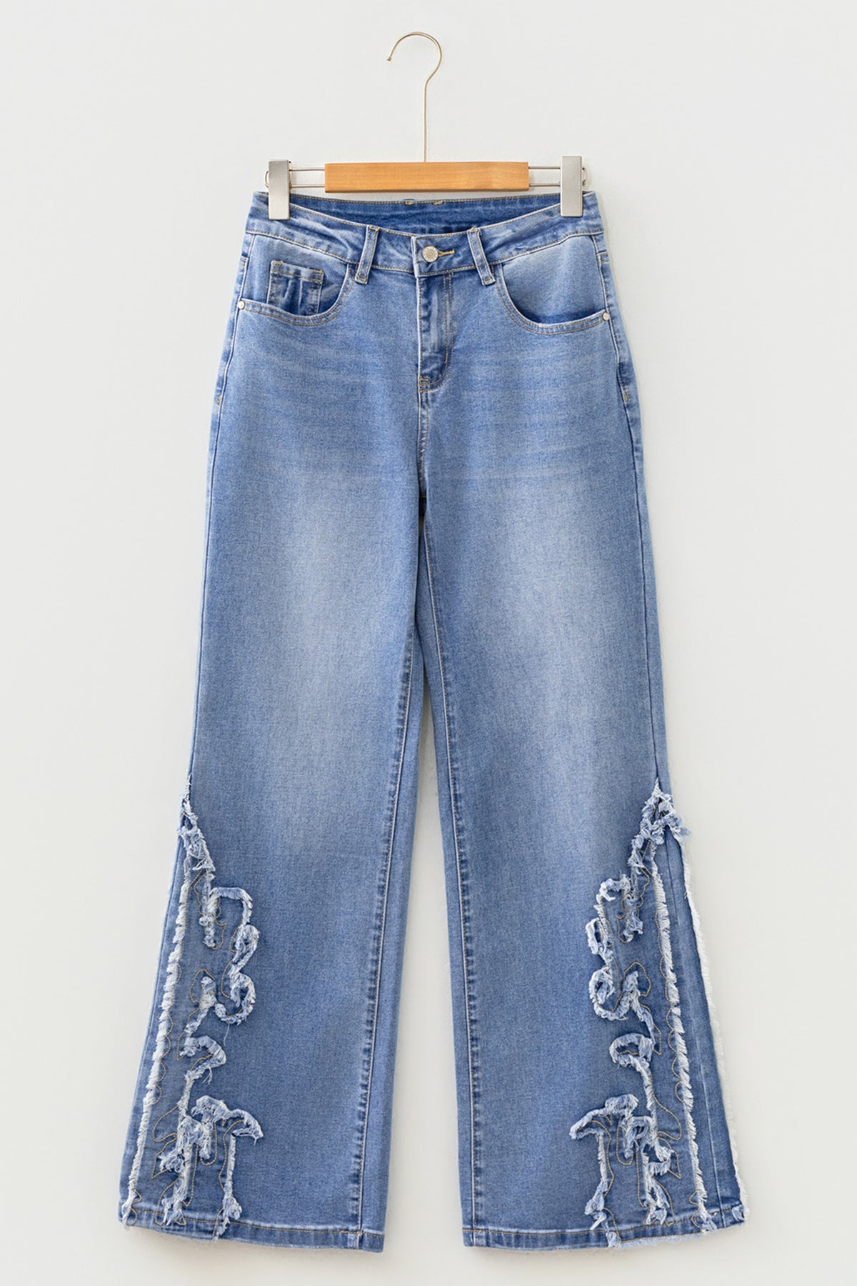 Ashleigh Blue Embroidered Western Print Flare Leg Full-Length Jeans