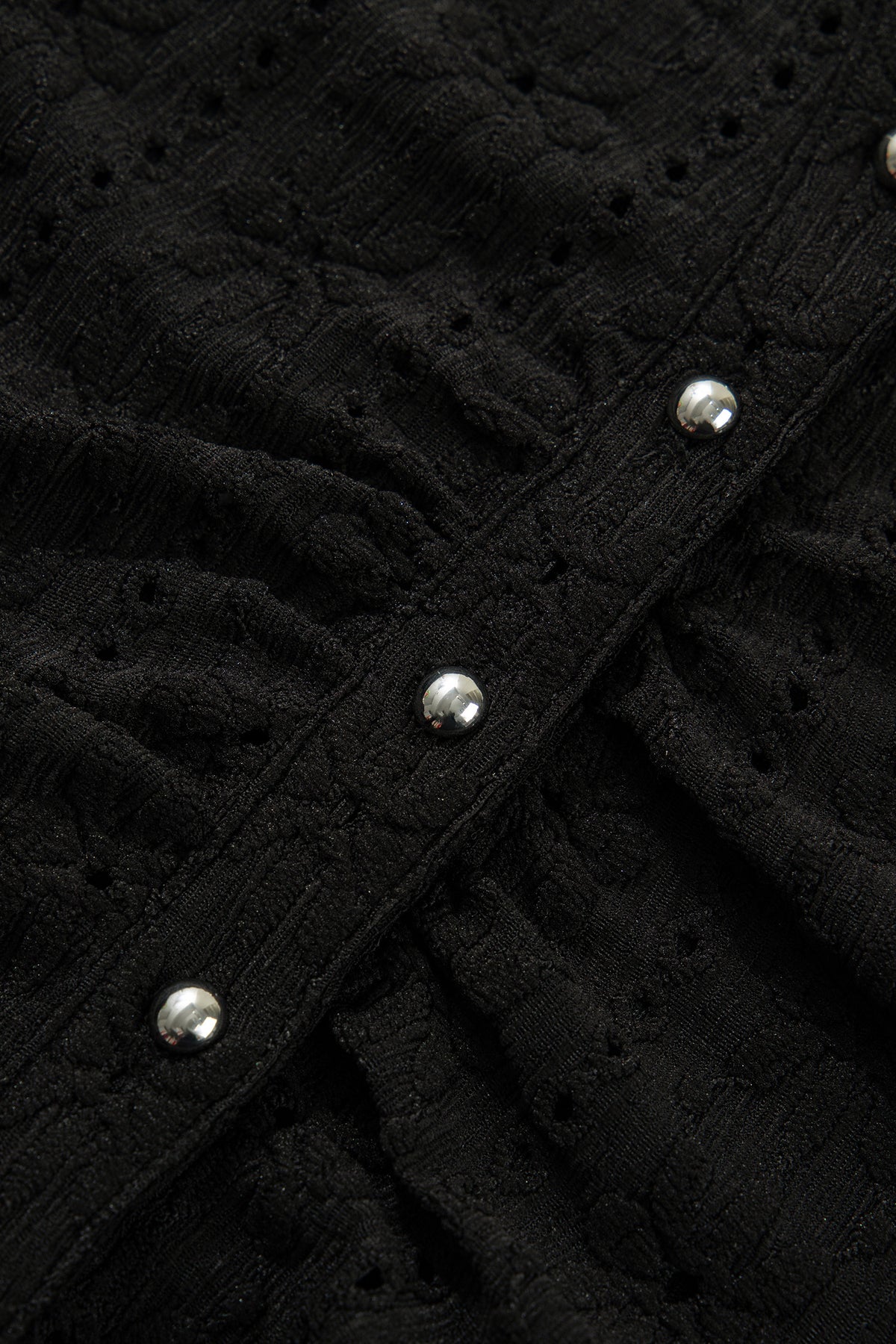 Black V Neck Floral Knit Button Front Fit Blouse
