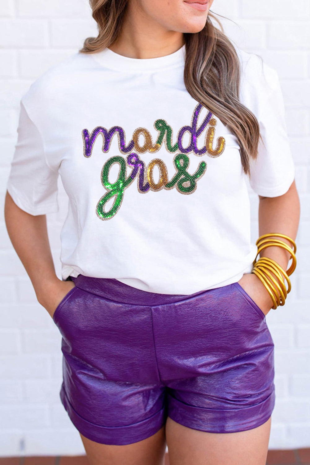 Wisteria Sequin mardi gras Graphic T-Shirt