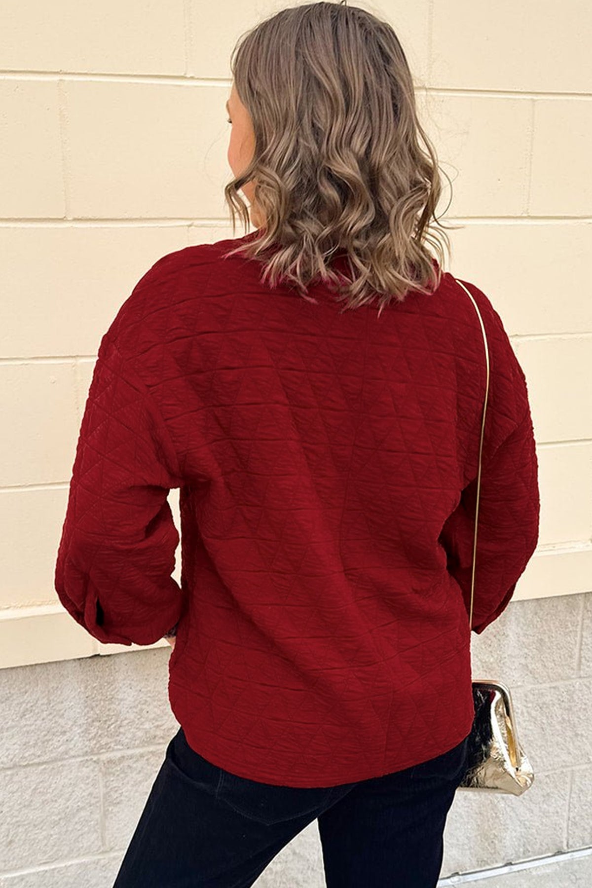 Racing Red Solid Round-Neck Tunic Adjustable Cuffs Shift Plus Size Blouse