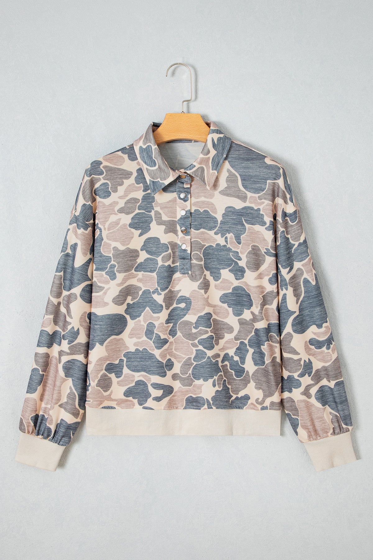 Multicolour Camouflage Collar Pullover Sweatshirt