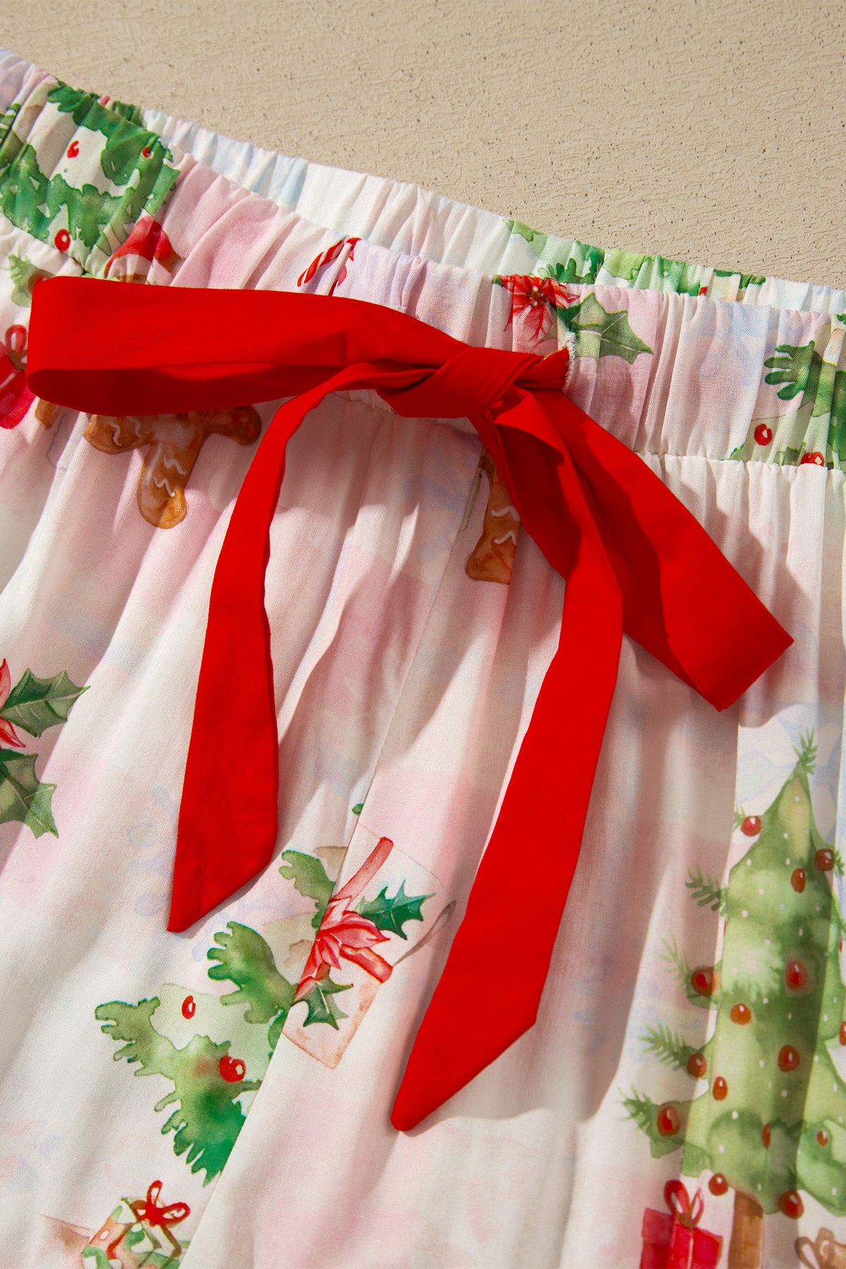 Pink Abstract Christmas Print Long Sleeve Shift Lounge Set