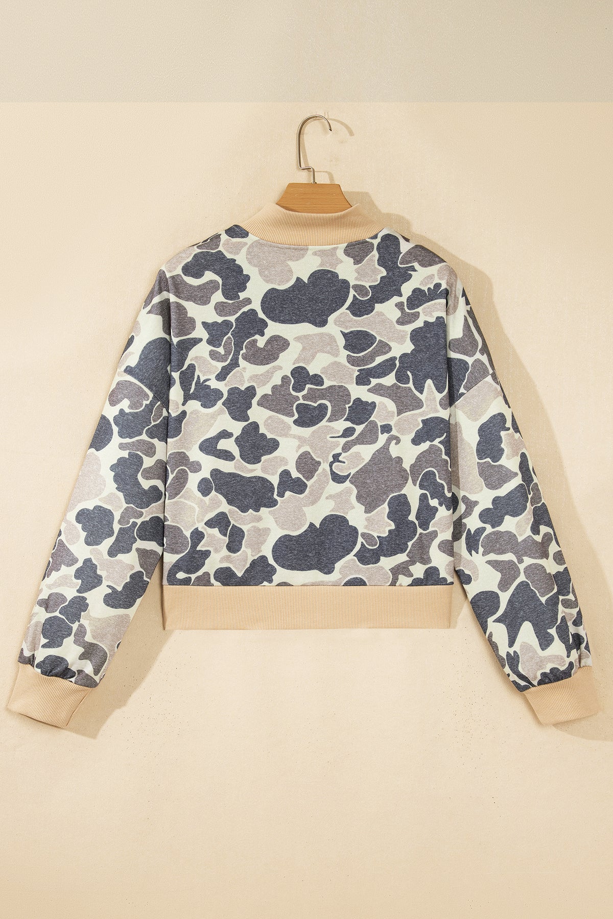 Multicolour Camouflage Print Zip Bomber Sweatshirt