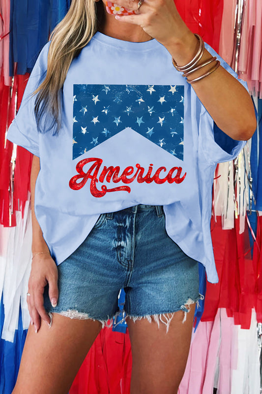 Myosotis America Fashion Print Relaxed T-Shirt