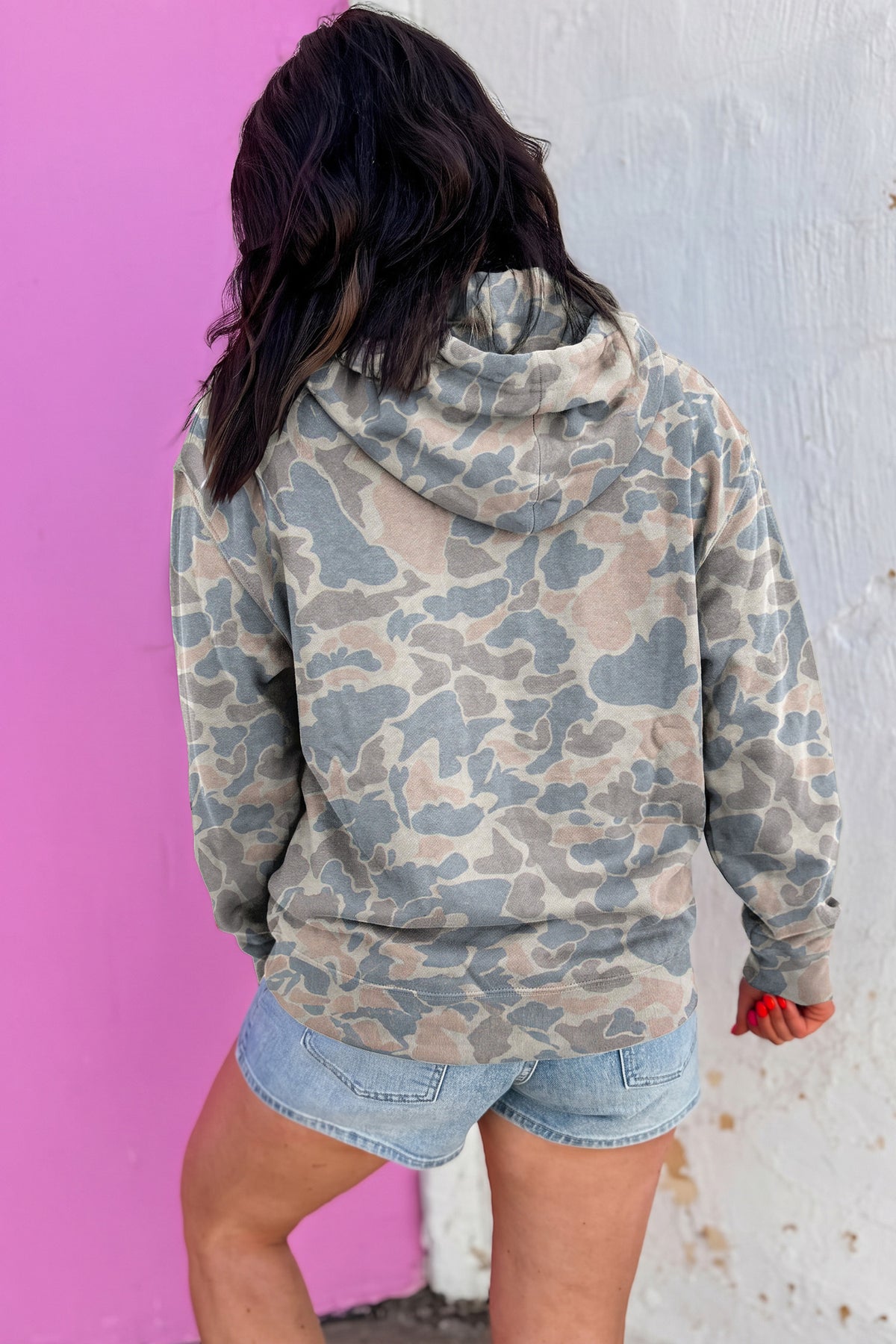 Brown Retro Camouflage Jesus Loves You Print Hoodie