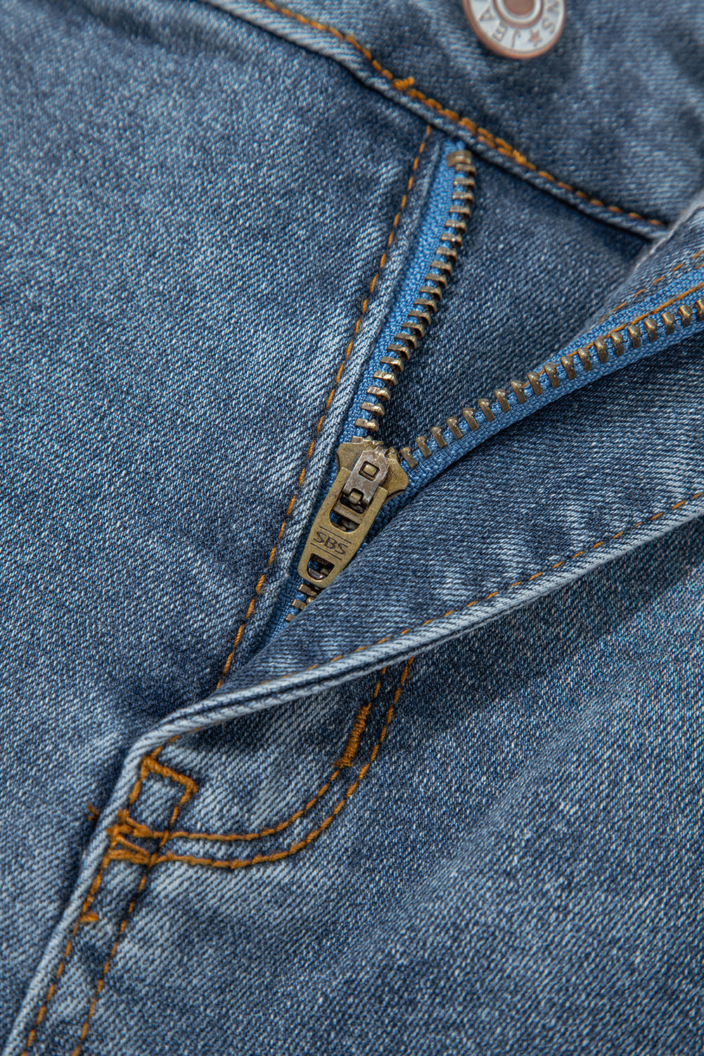 Dusk Blue 2 Button High Waist Piping Trim Bootcut Jeans