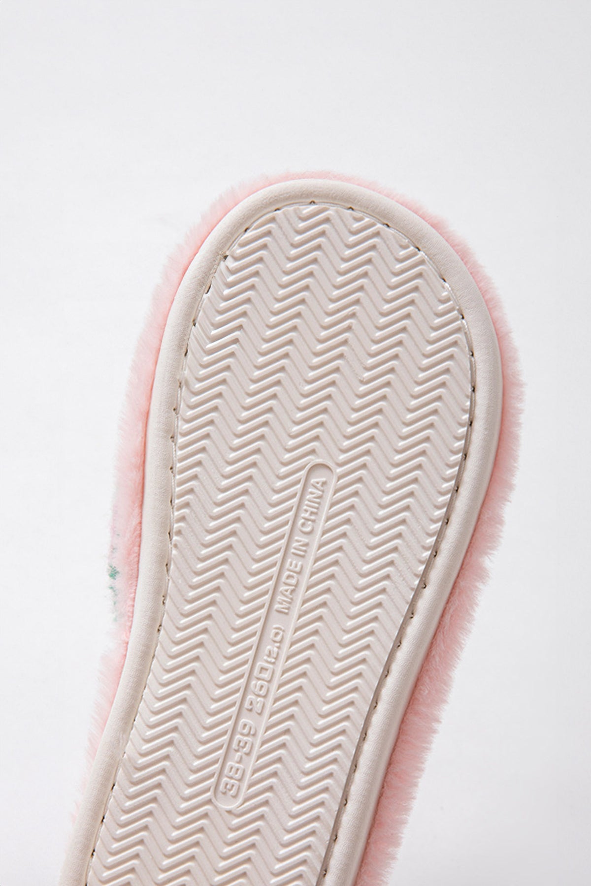 Pink Striped Cross Band Soft Plush Open-Toe Slippers