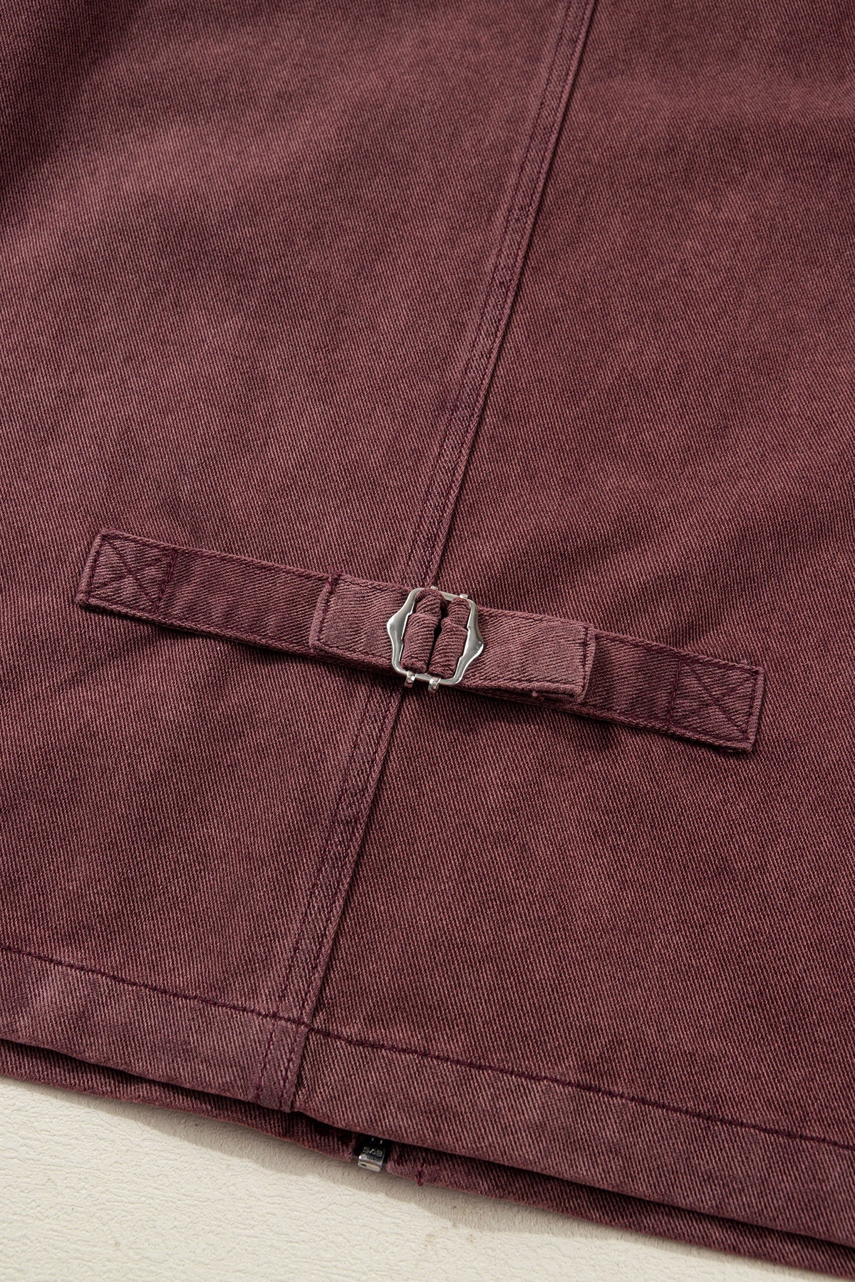 Coffee Corduroy Collar Zipped Front Denim Jacket
