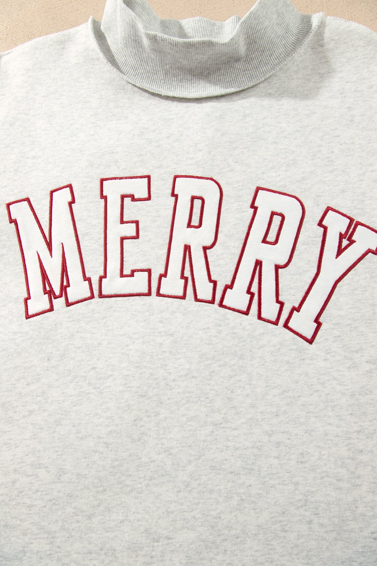 Blackish Green MERRY Embroidered Letter High Neck Tunic Sweatshirt
