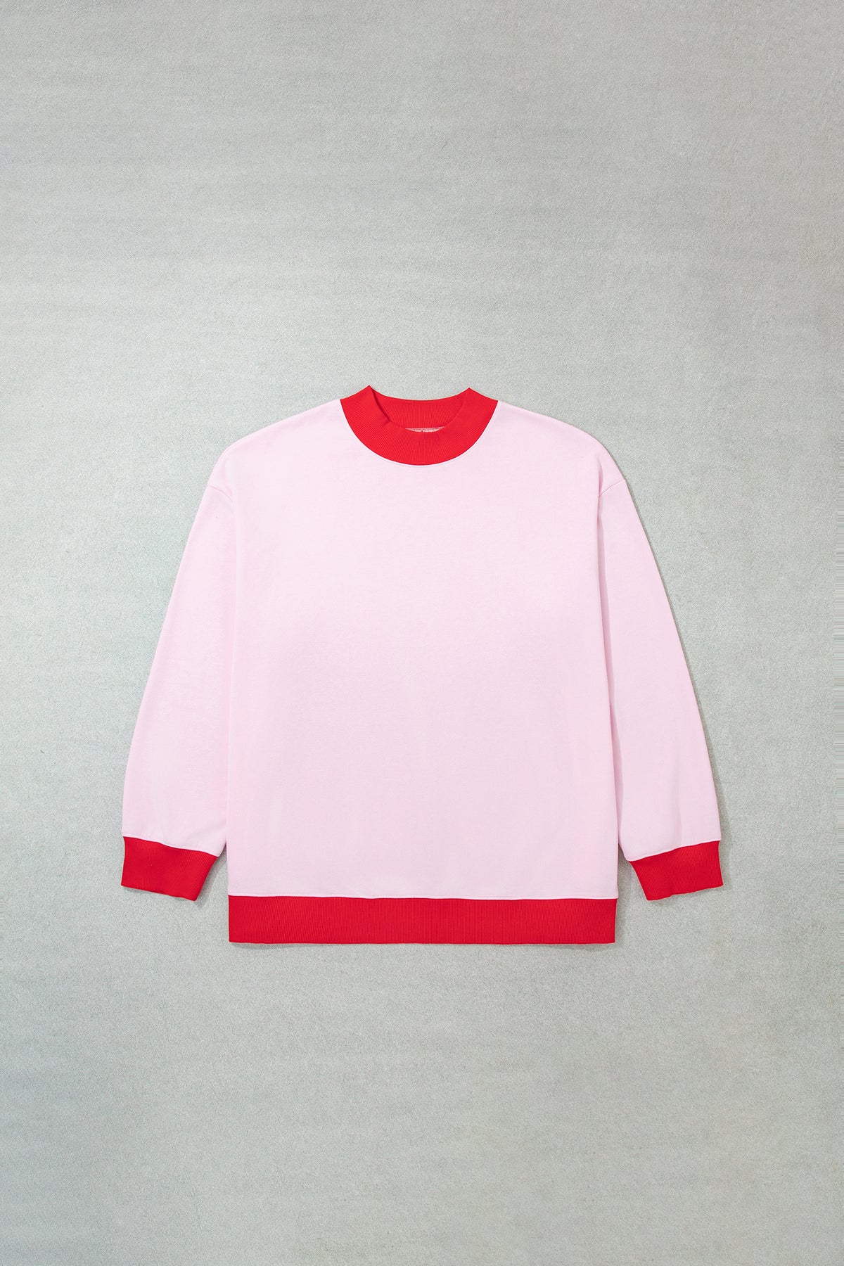 Grapefruit Orange Color Block Contrast Trim Plus Size Sweatshirt