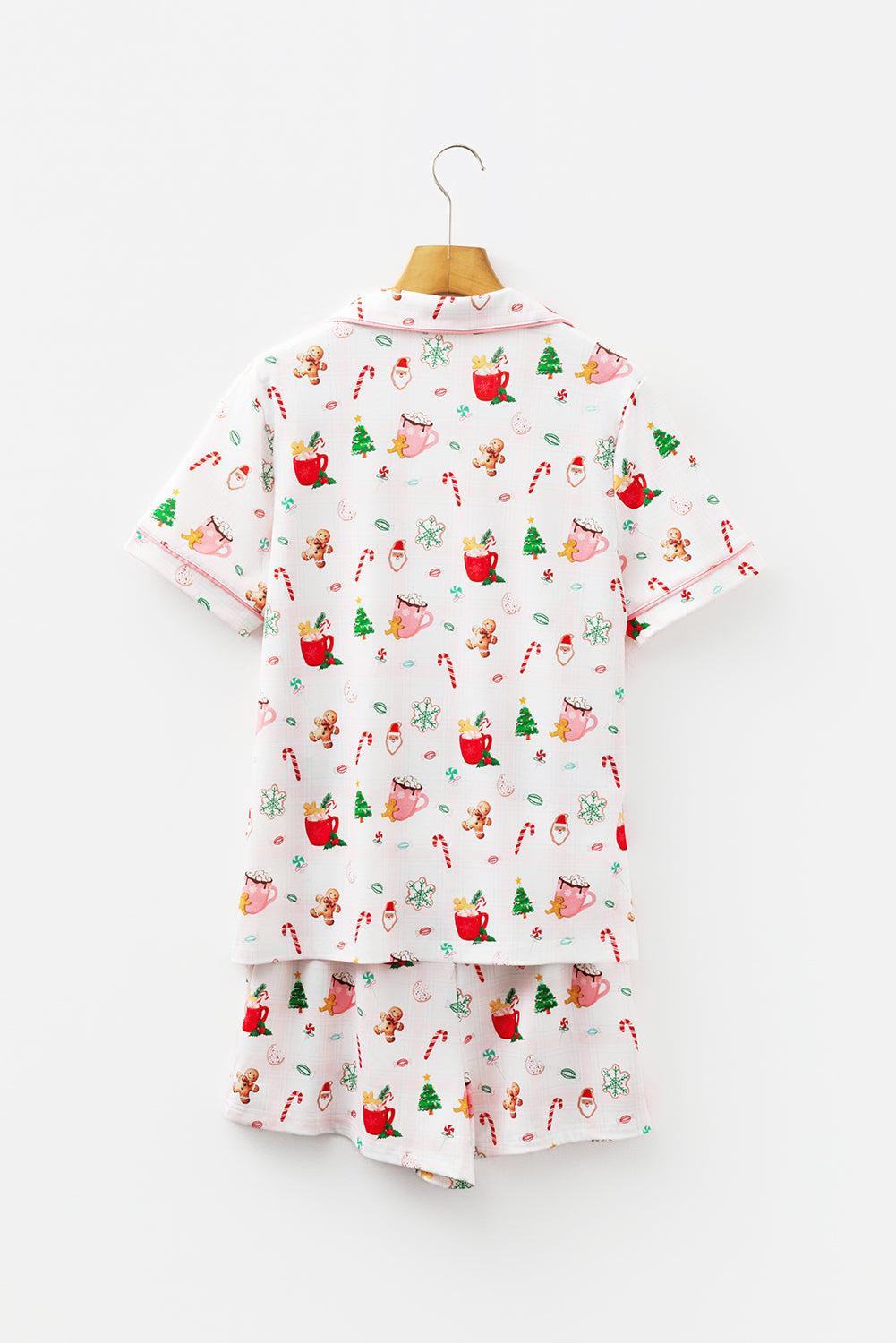 White Christmas Spirits Shirt Style Short Pajama Set