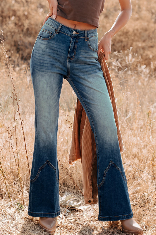 Sail Blue Pocket Flare Leg Jeans