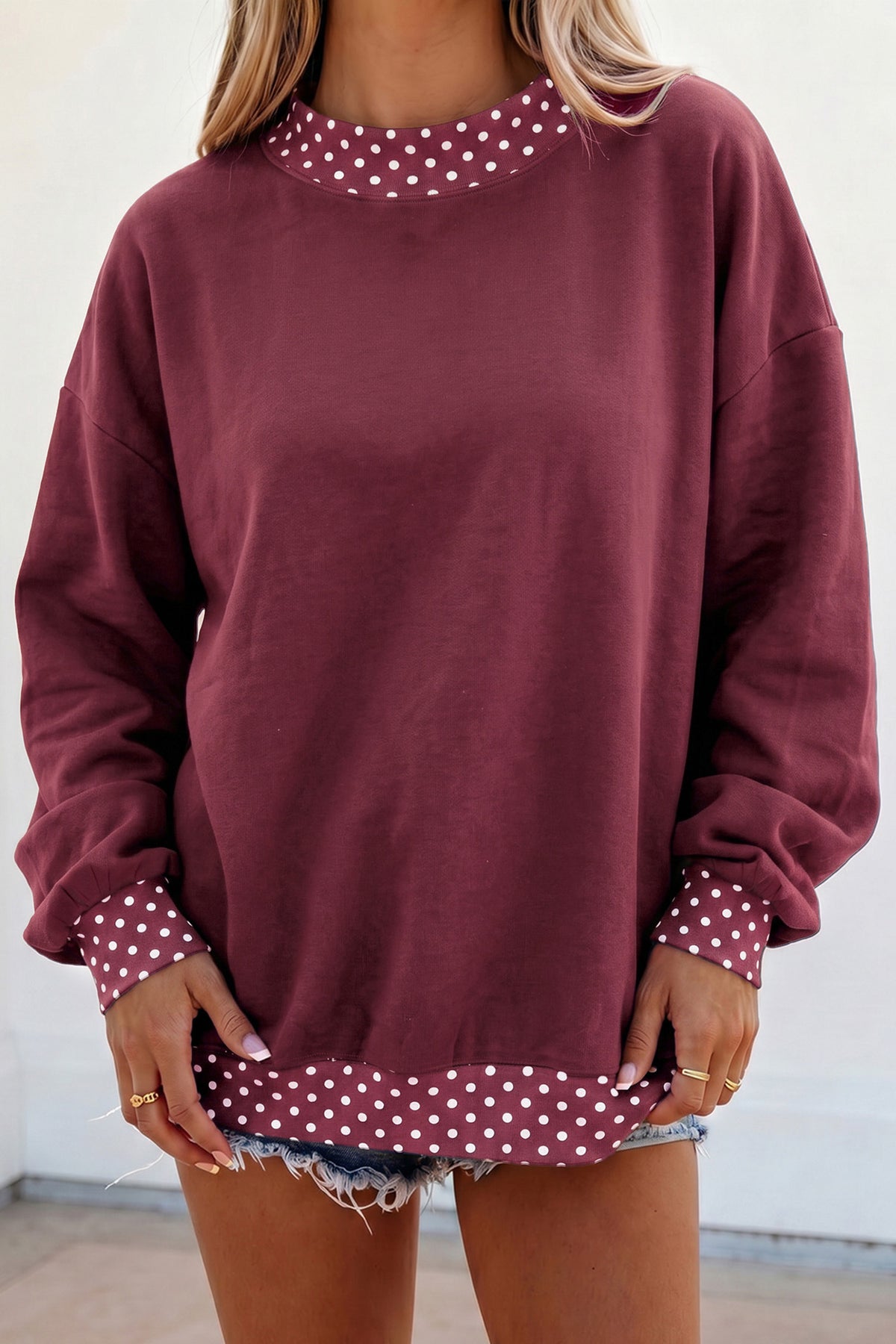 Tillandsia Purple Polka Dot Oversized Sweatshirt