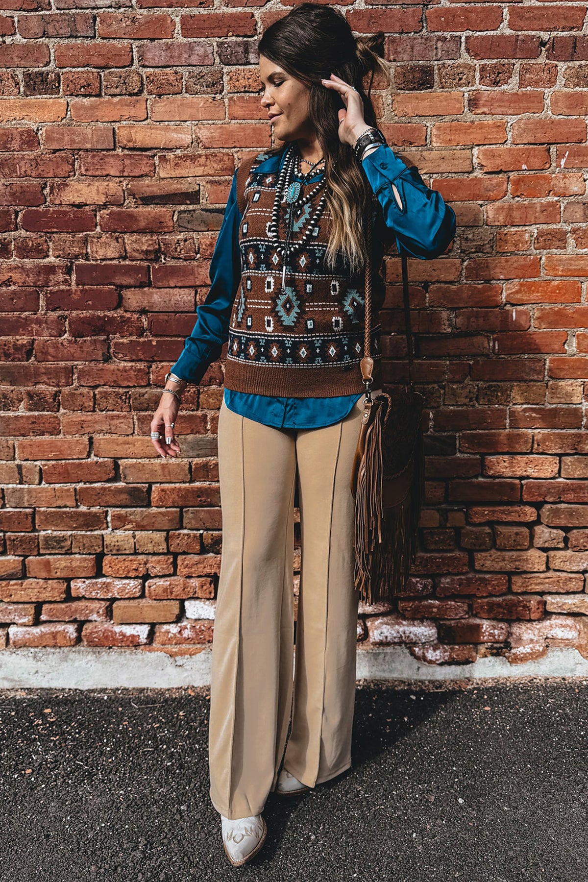 Parchment High Waist Full-Length Regular Fit Pants