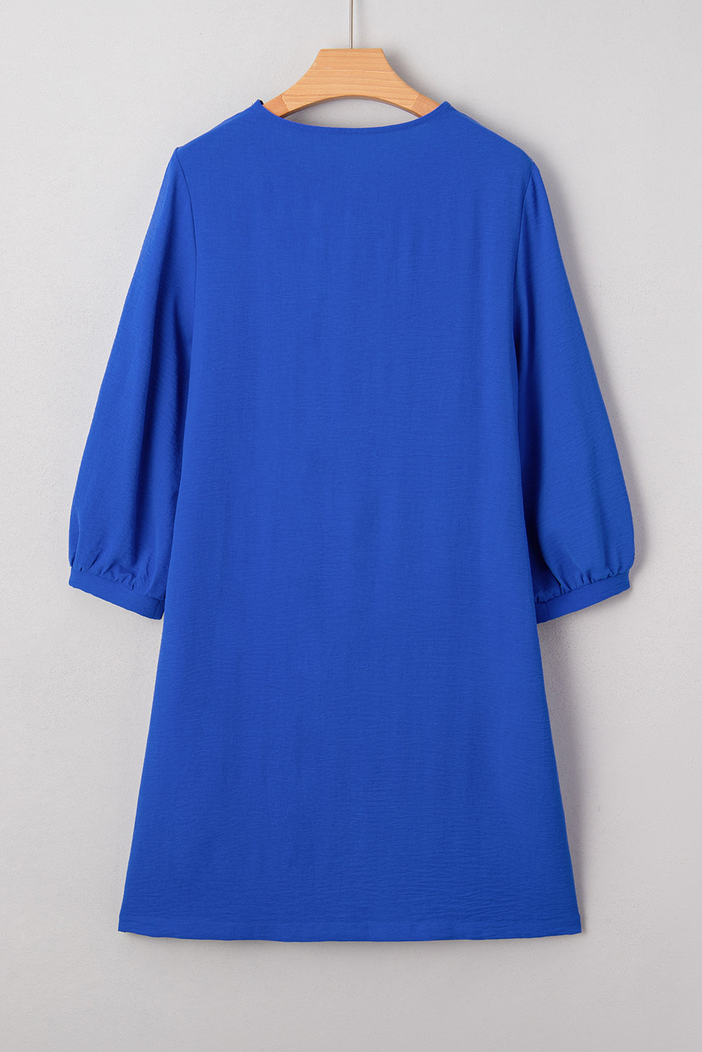 Sky Blue Frilled V Neck Bracelet Sleeve Shift Mini Dress
