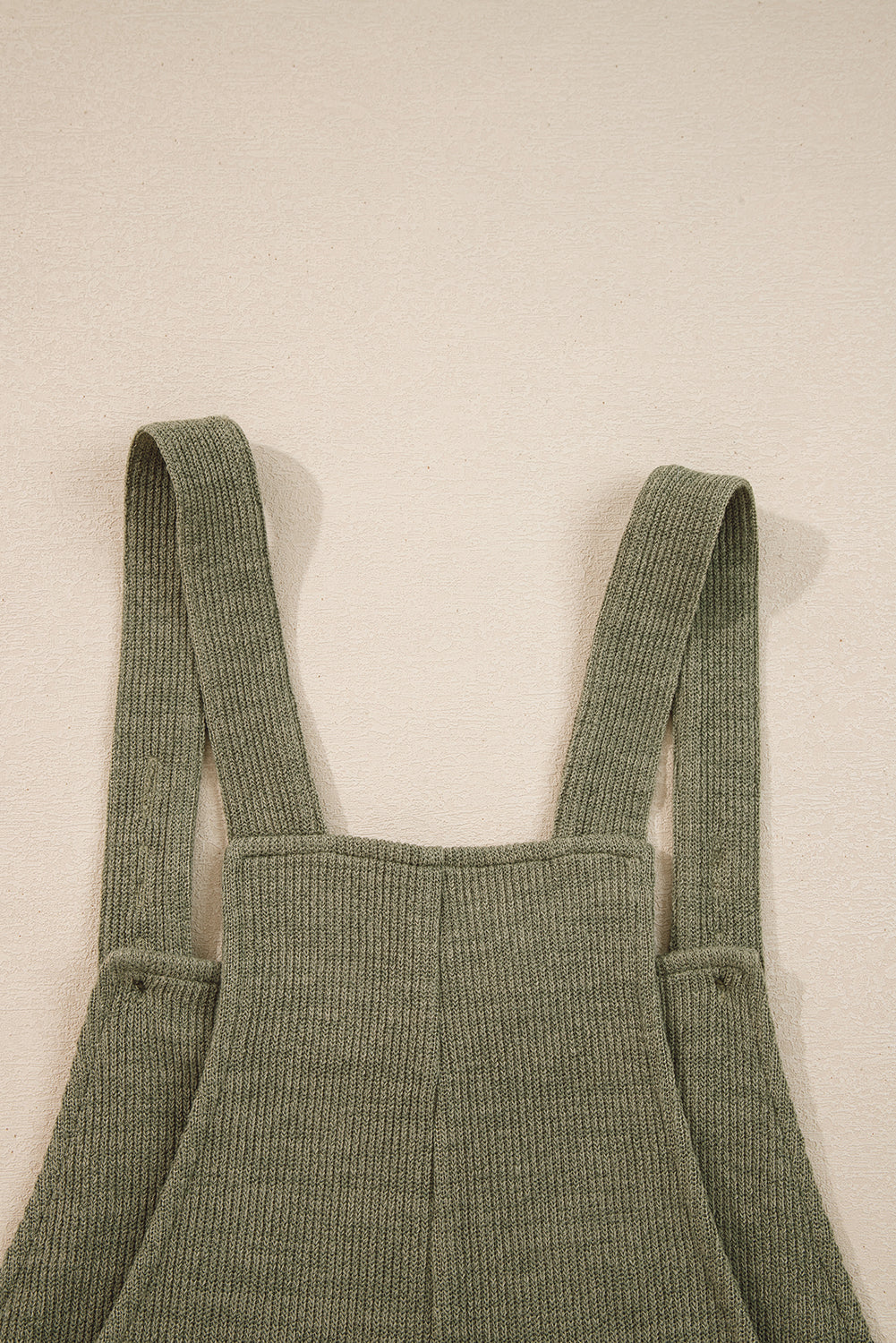 Laurel Green Solid Knit Loose Straight Leg Casual Overall Jumpsuit