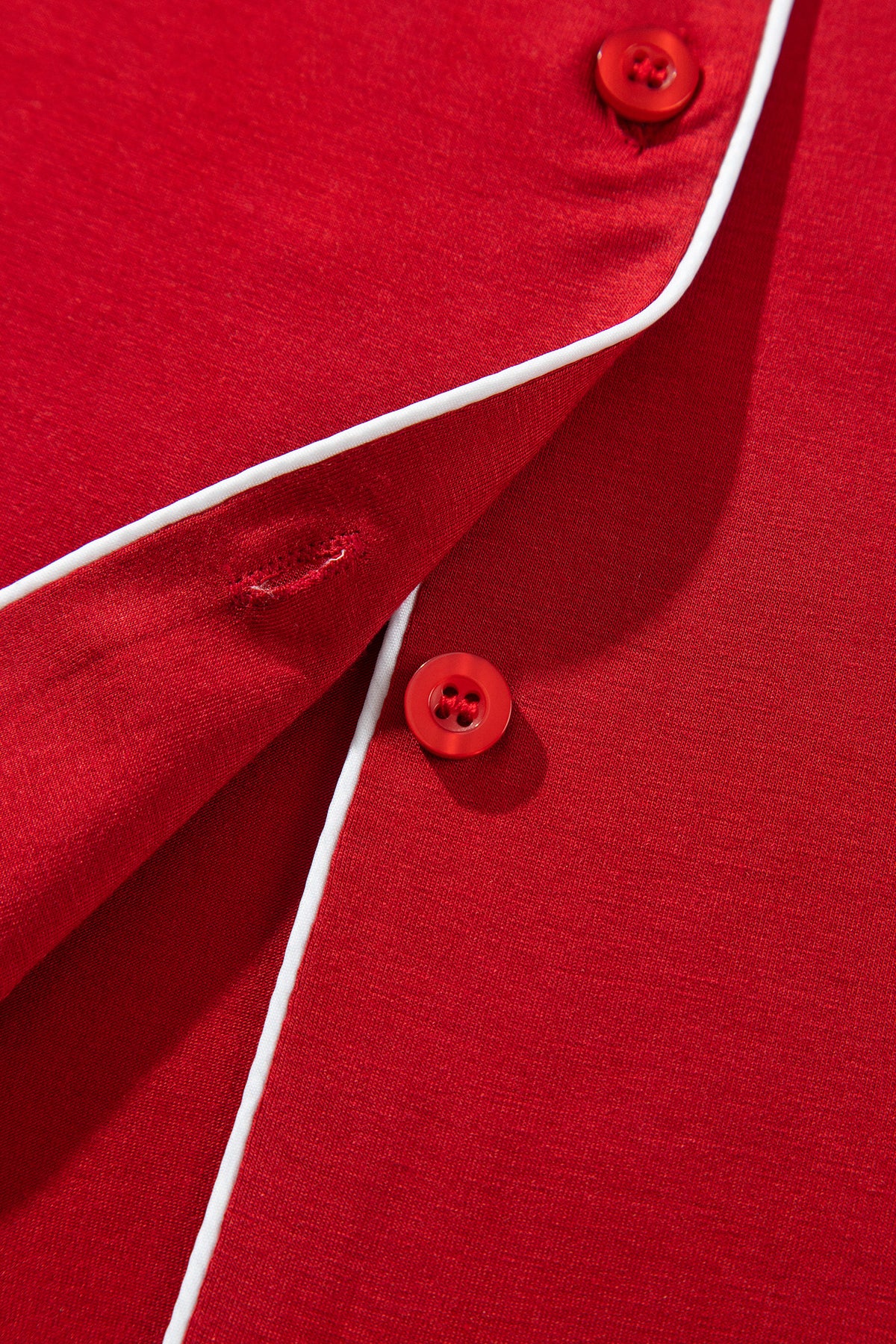 Racing Red Bow Pocket Long Sleeve Pajama Set