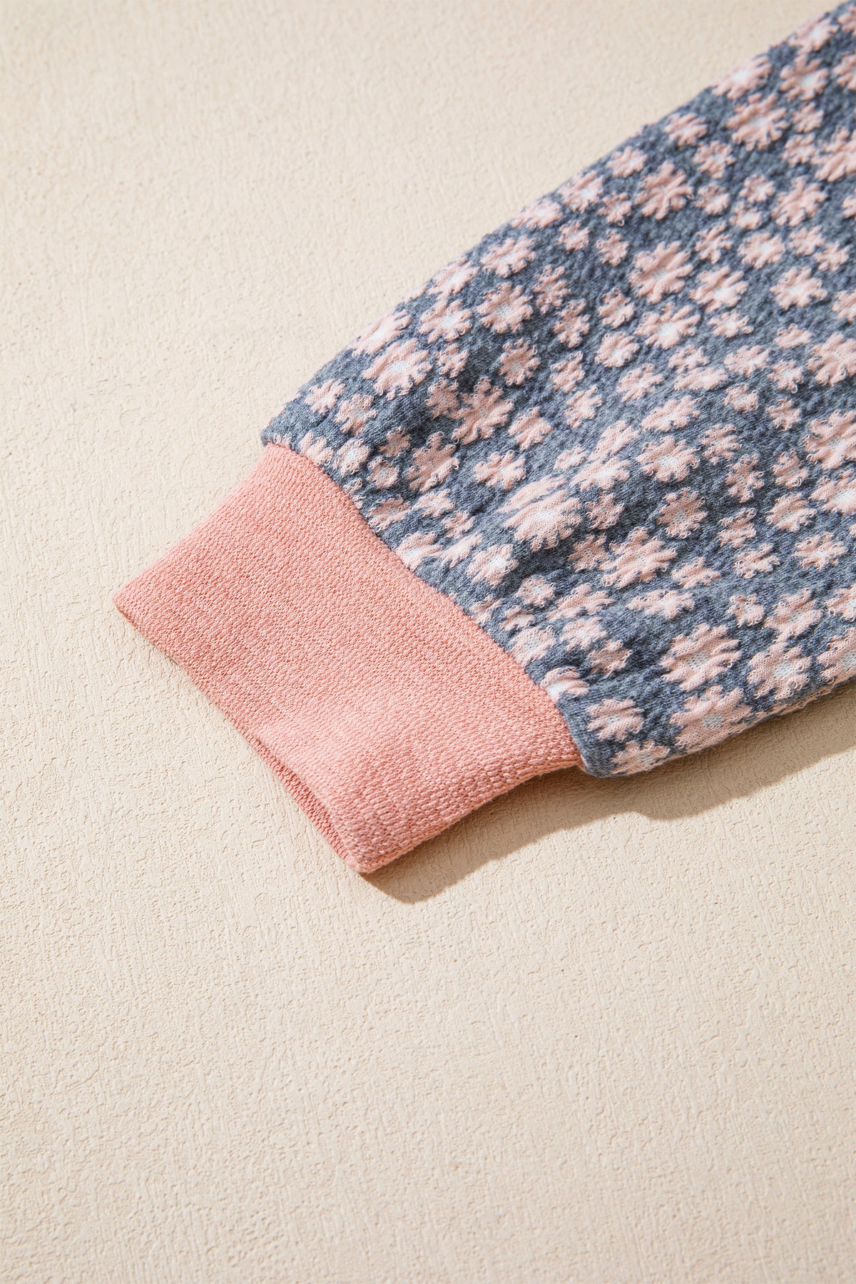 Light Pink V Neck Colorblock Patchwork Striped Floral Top