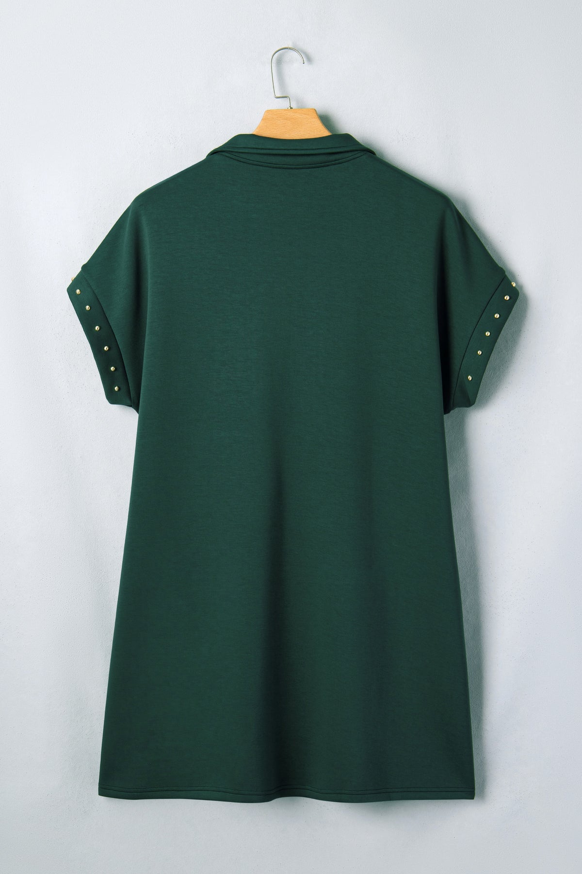 Evergreen Plus Size Glow Studded Zip up T-Shirt Dress with Pockets