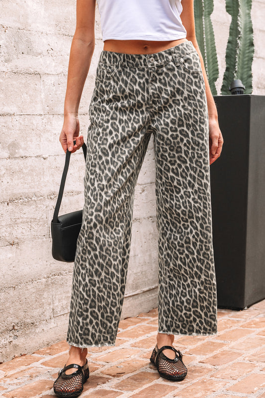 Yellow Leopard Straight Loose Leg Jeans