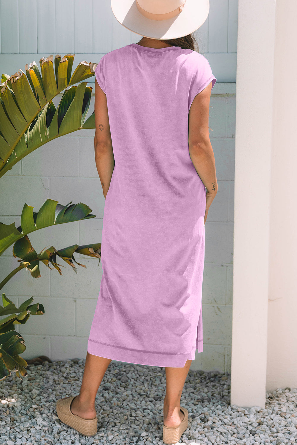 Wisteria Mineral Wash Pocketed T-Shirt Long Dress