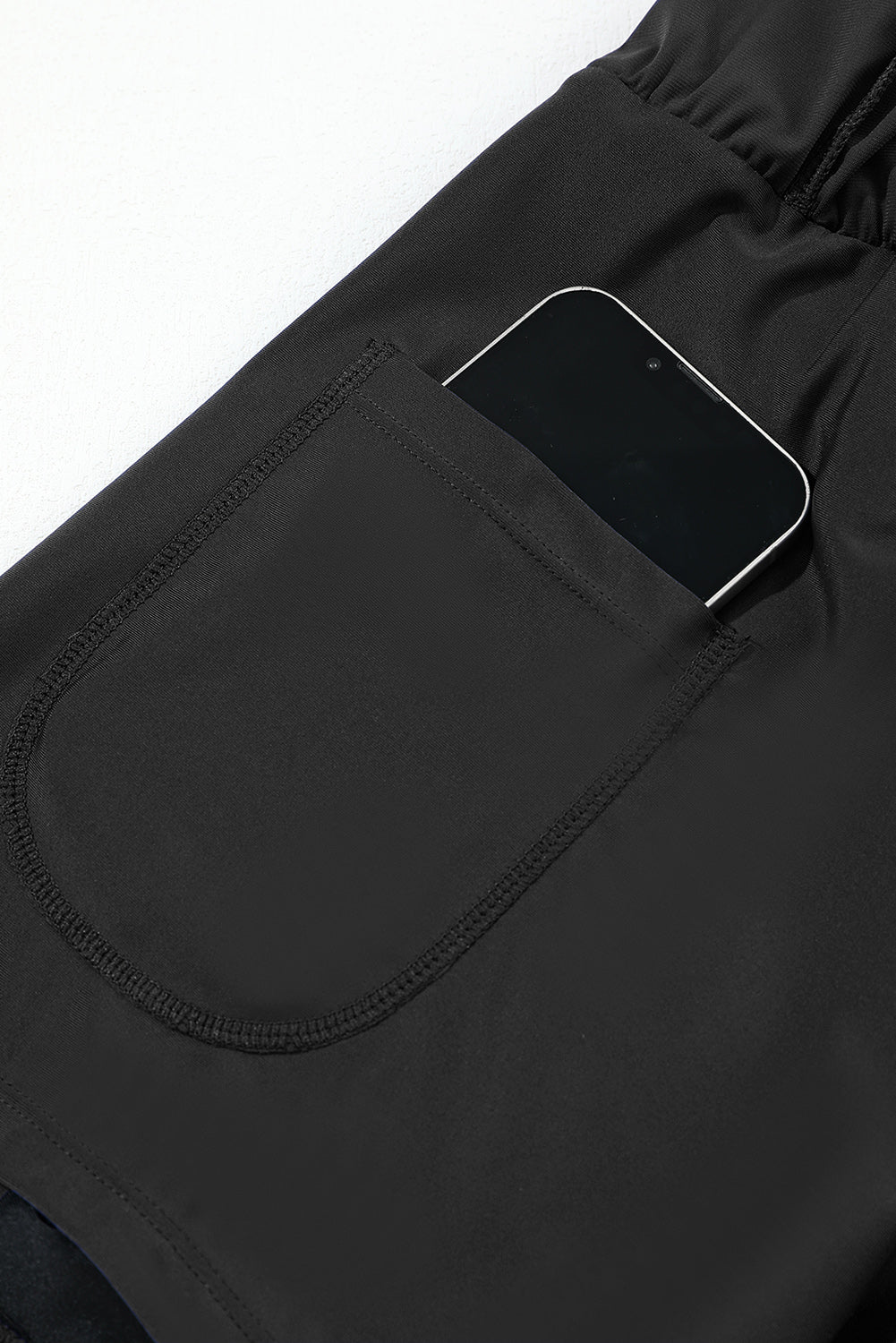 Black Wide-Waistband Swim Shorts