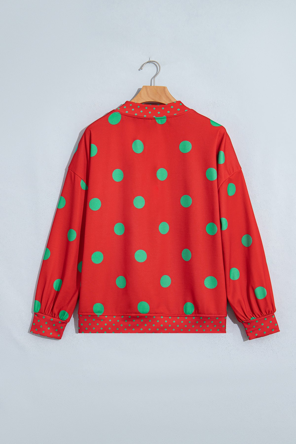 Red Polka Dot Print Contrast Oversized Tunic Sweatshirt
